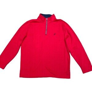 Nautica Red High Neck 1/4 Zip Pullover Sweatshirt Size XXL Yacht Deck Style